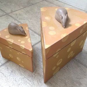 Vintage Cheese and Mouse heavy cardboard boxes - a pair